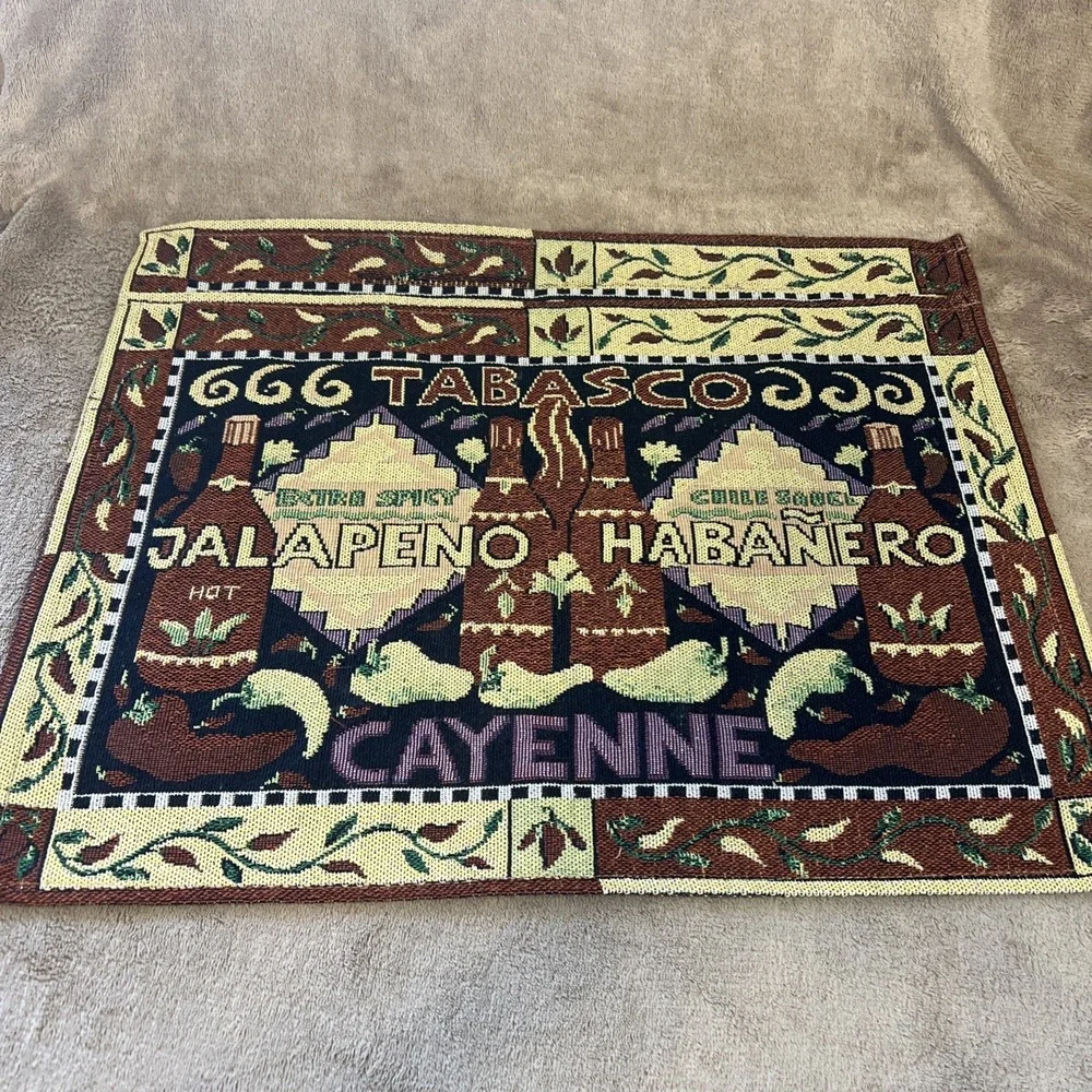 4 Chili Pepper Mexican Tapestry Placemats 18.5x12.5 Tabasco Jalapeno Habanero‎